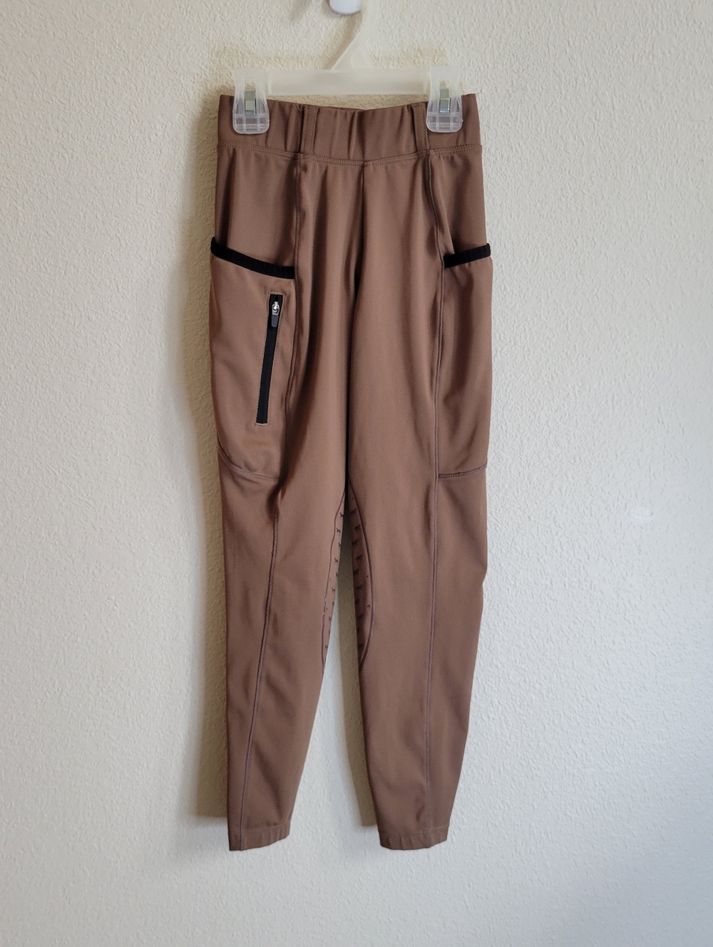 Baleaf Tan Riding Leggings with Zippered Pocket Girls Small
